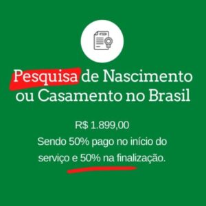 Pesquisa de Nascimento ou Casamento com a empresa Busca de Certidão na Itália